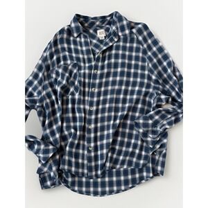 BDG URBAN OUTFITTERS Shirt Women M Flannel Plaid Oversized Button Up Cotton Blue